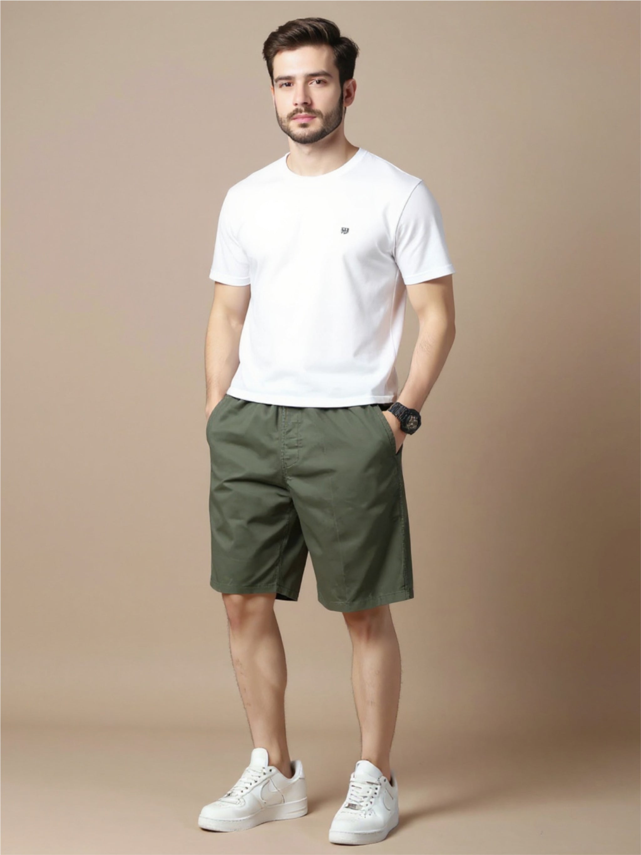 Casual Elastic Waist Shorts
