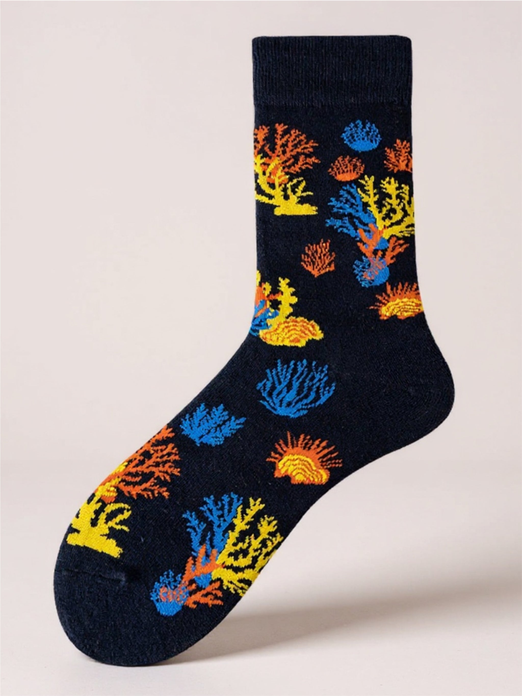 Coral Print Knit Socks - 3 Pairs
