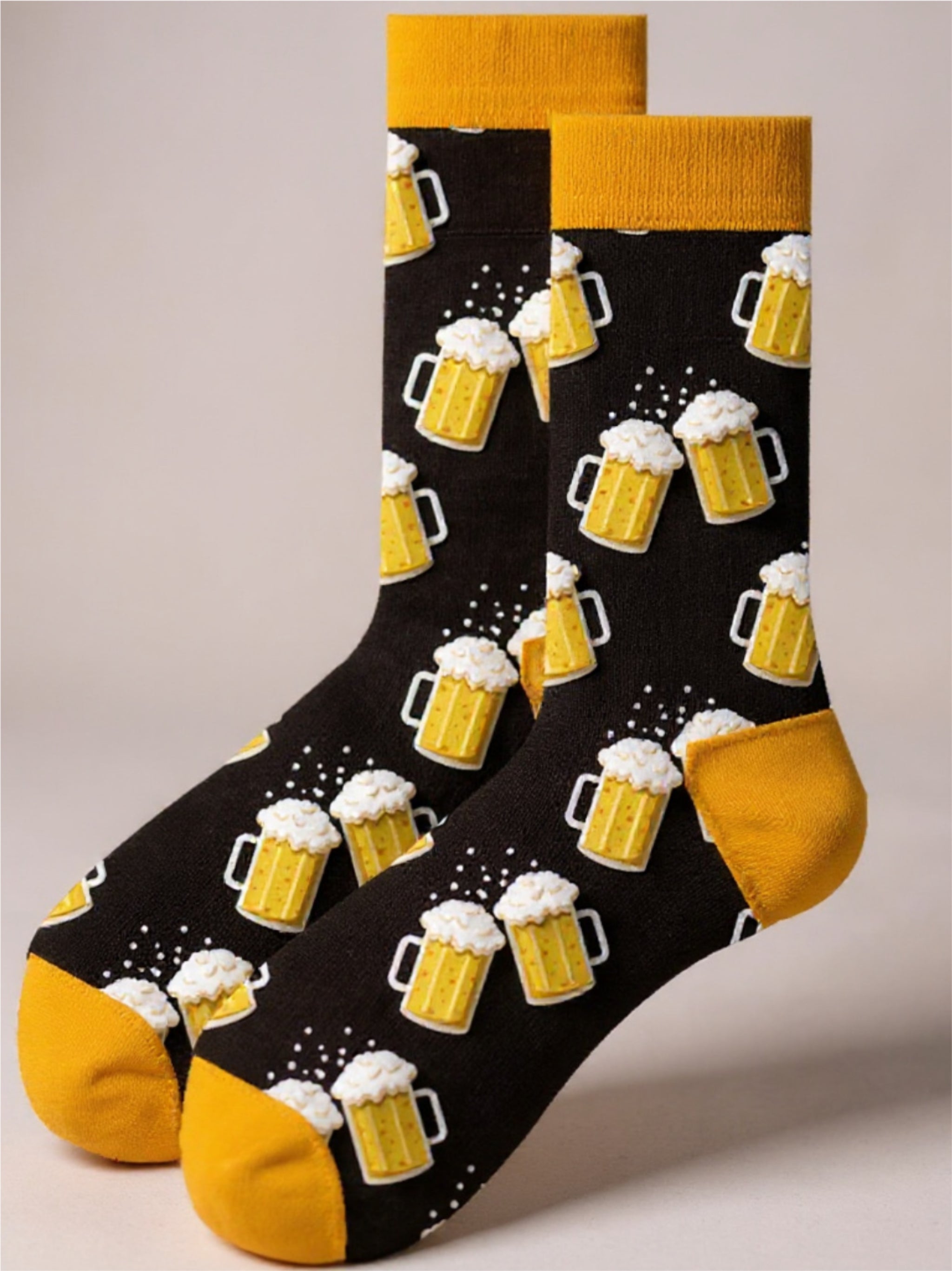 Beer Print Knit Socks - 5 Pairs