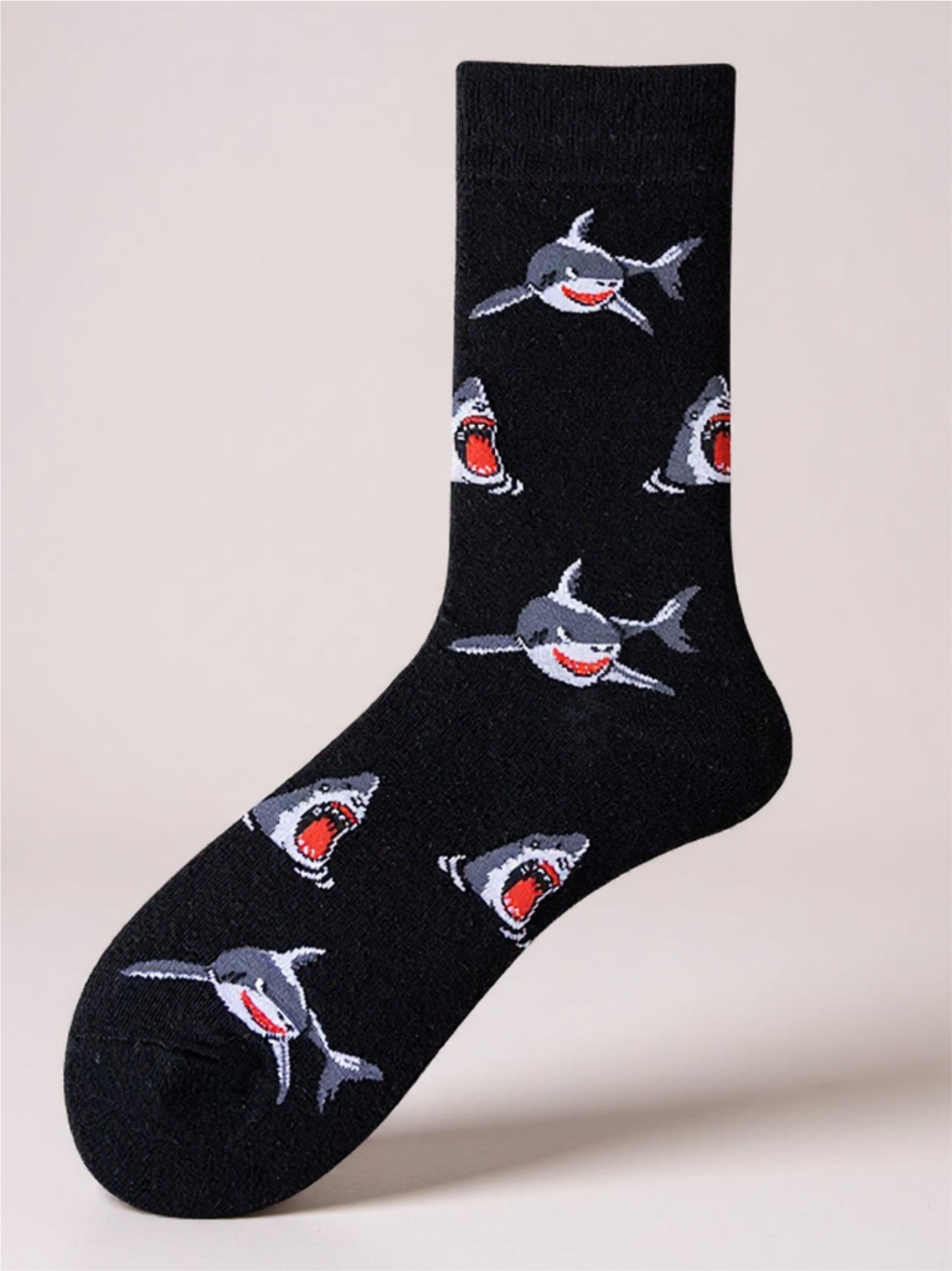 Shark Print Knit Socks - 3 Pairs