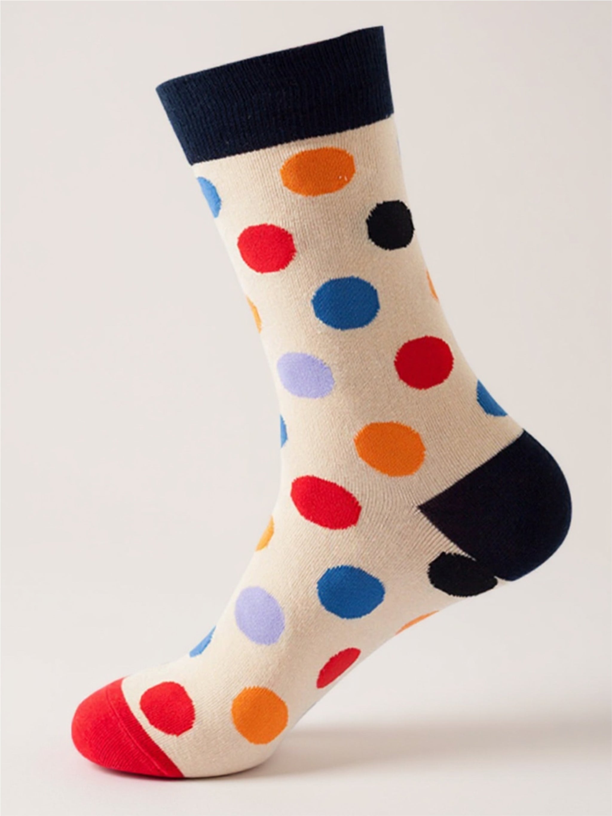 Polka Dot Print Knit Socks - 1 Pair