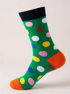 Polka Dot Print Knit Socks - 1 Pair