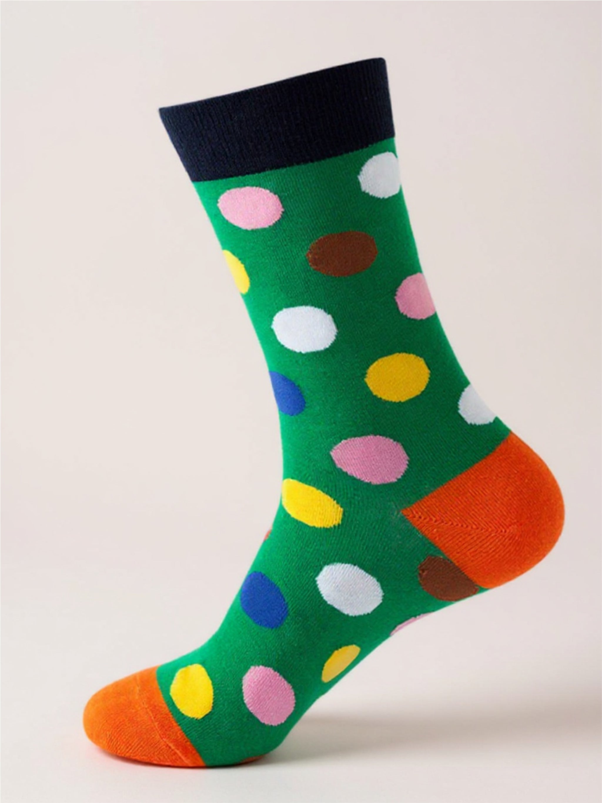 Polka Dot Print Knit Socks - 1 Pair
