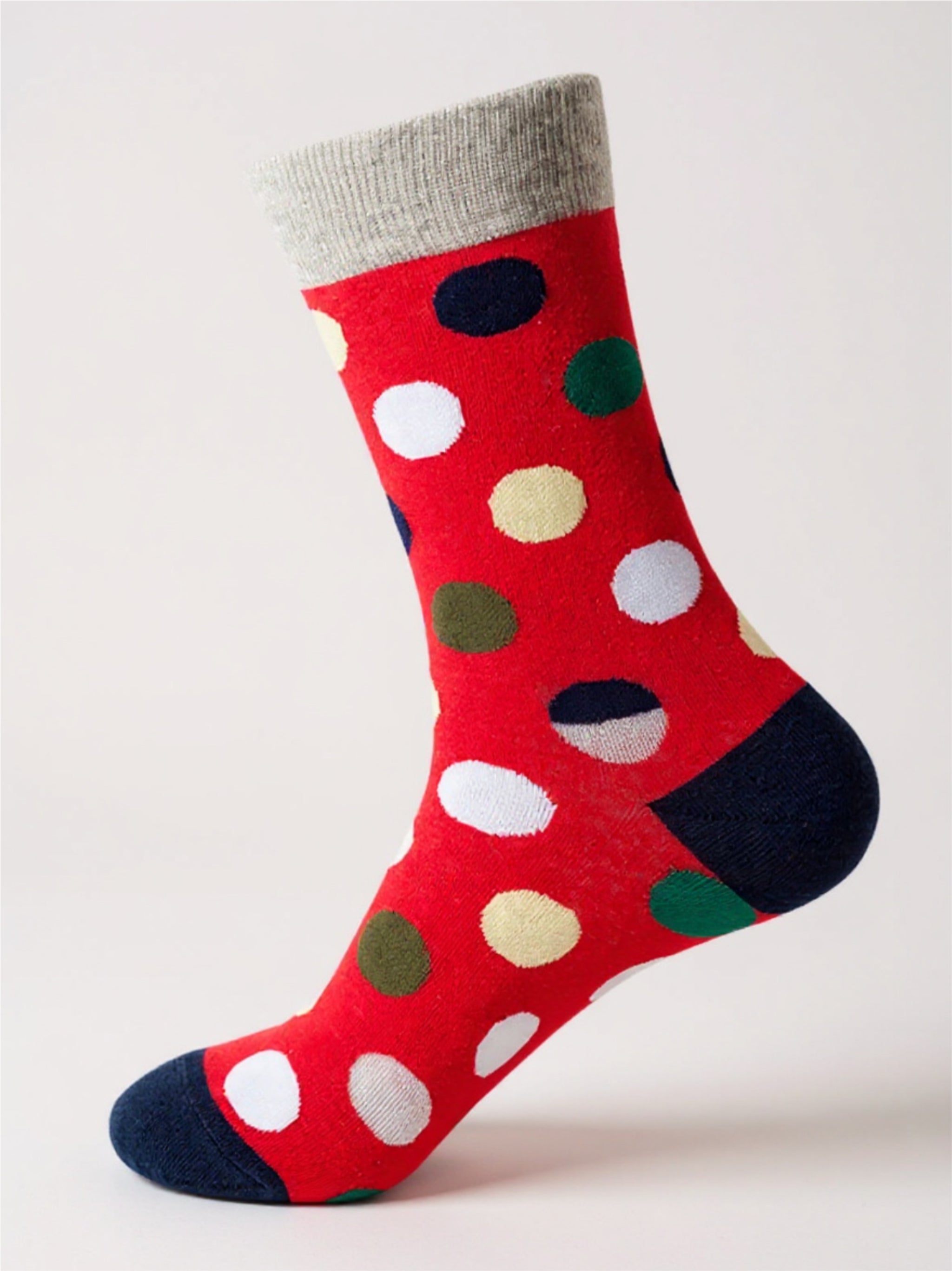 Polka Dot Print Knit Socks - 1 Pair