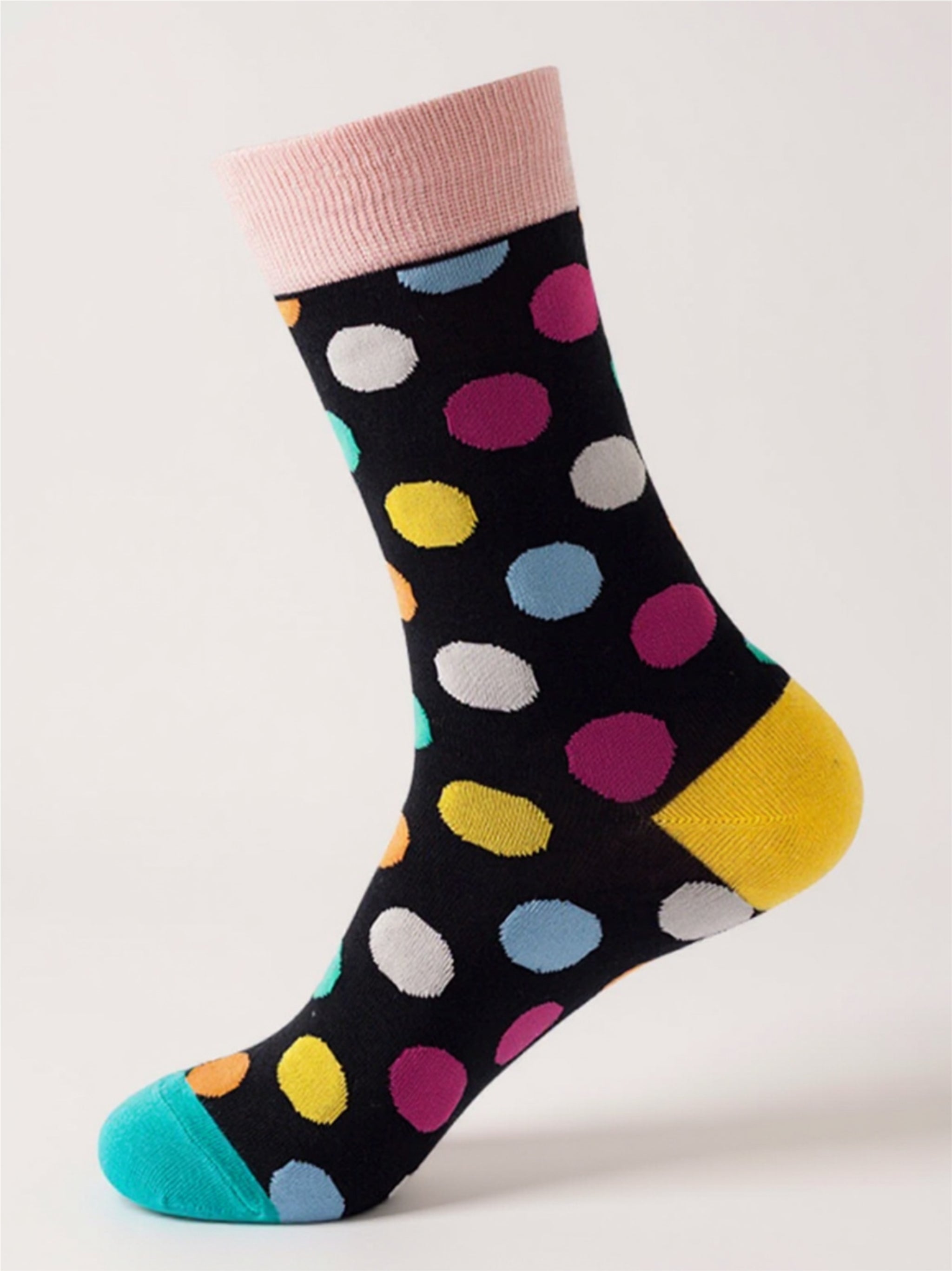 Polka Dot Print Knit Socks - 1 Pair