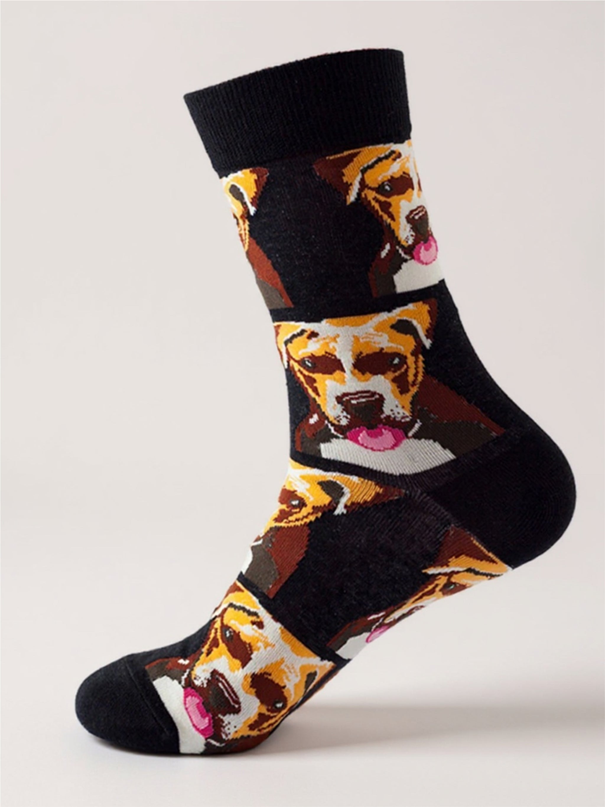 Dog Print Knit Socks - 1 Pair