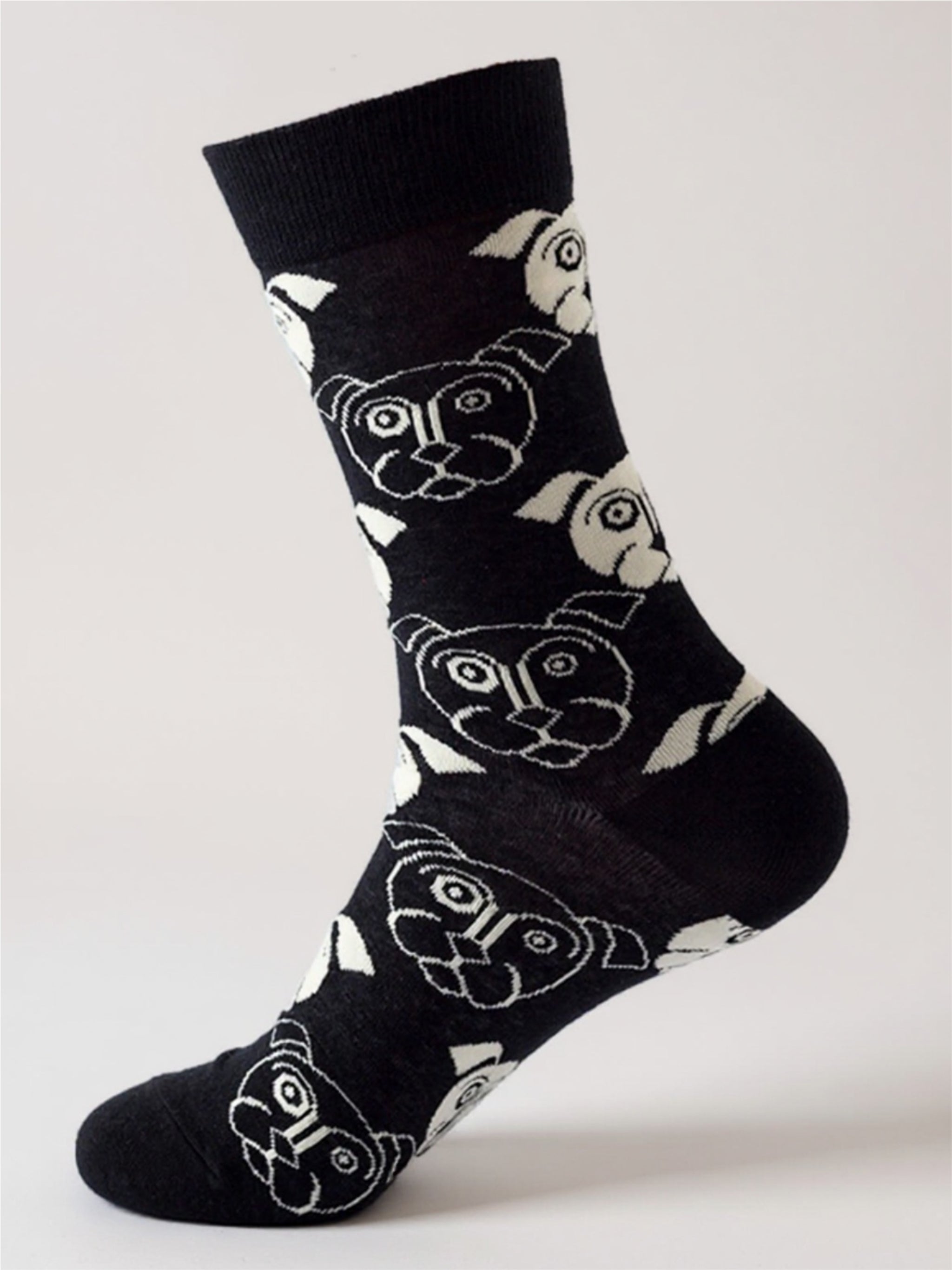 Dog Print Knit Socks - 1 Pair