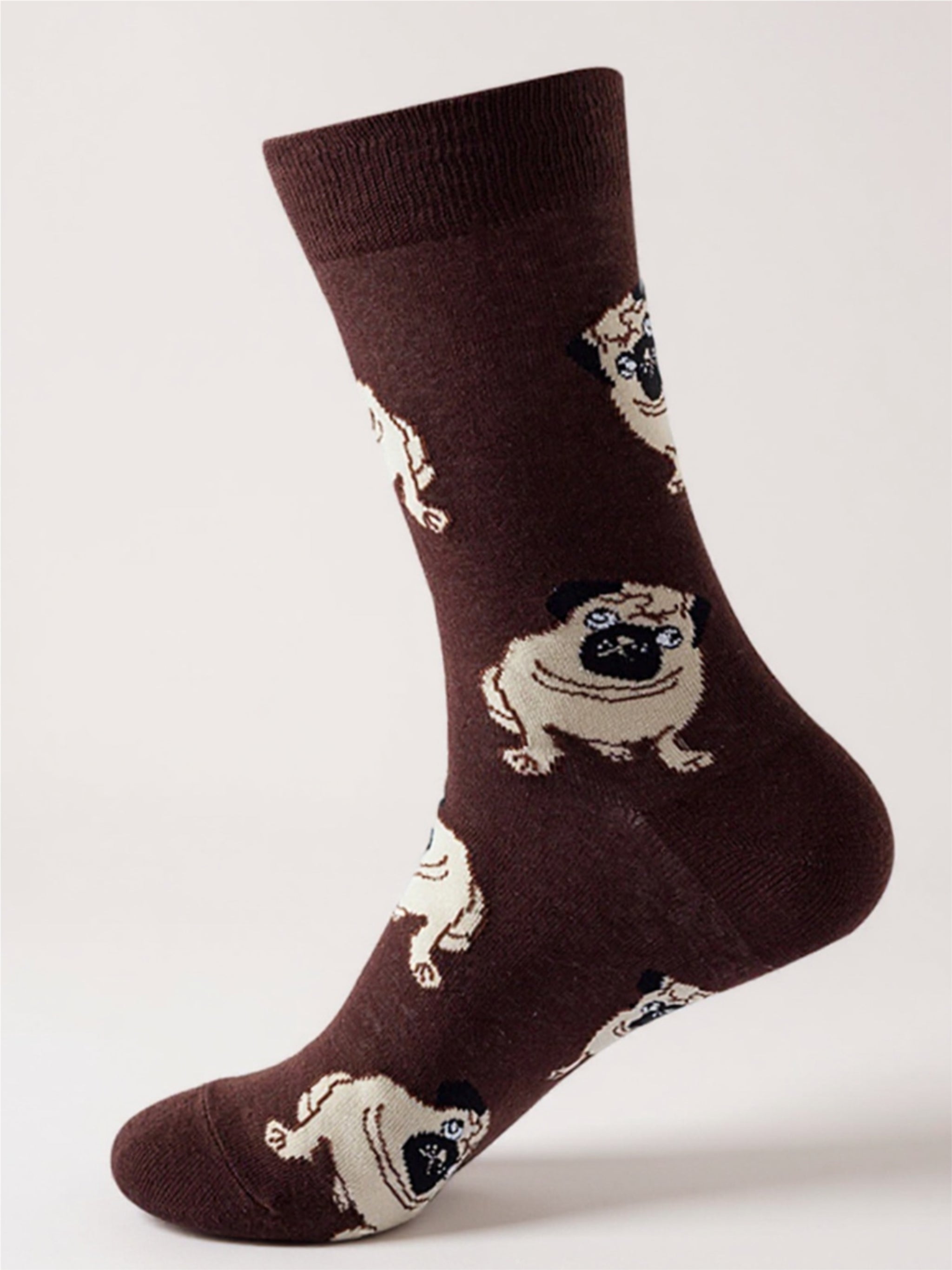 Dog Print Knit Socks - 1 Pair