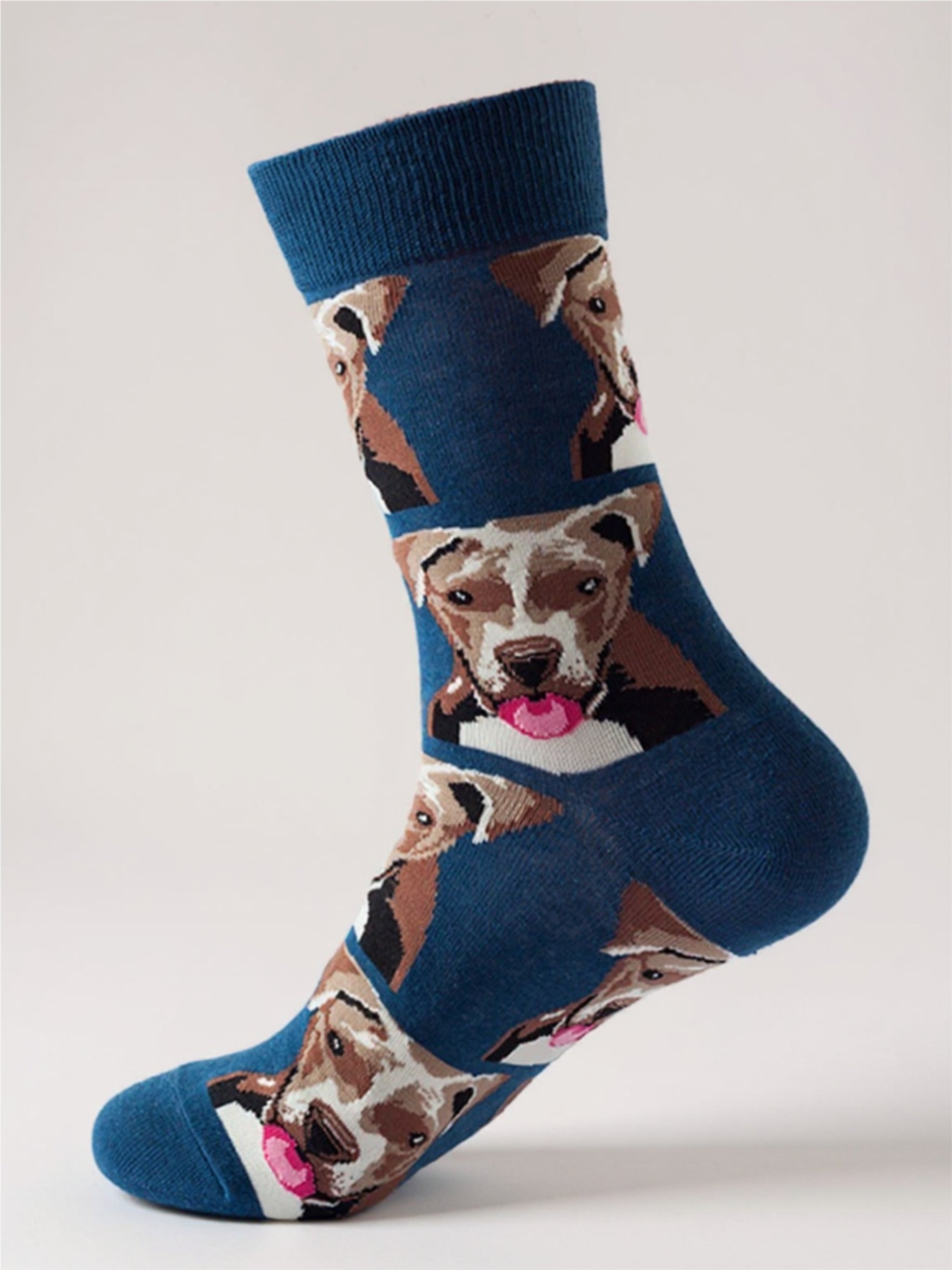 Dog Print Knit Socks - 1 Pair