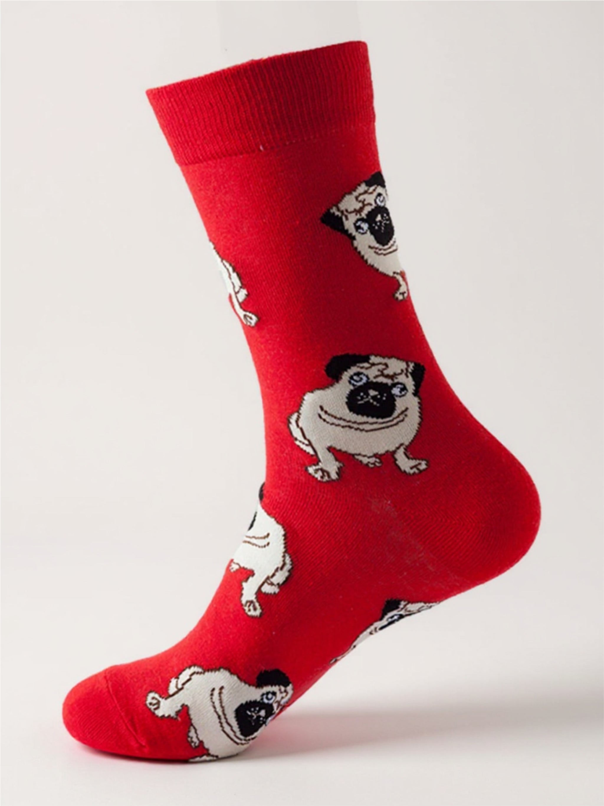 Dog Print Knit Socks - 1 Pair