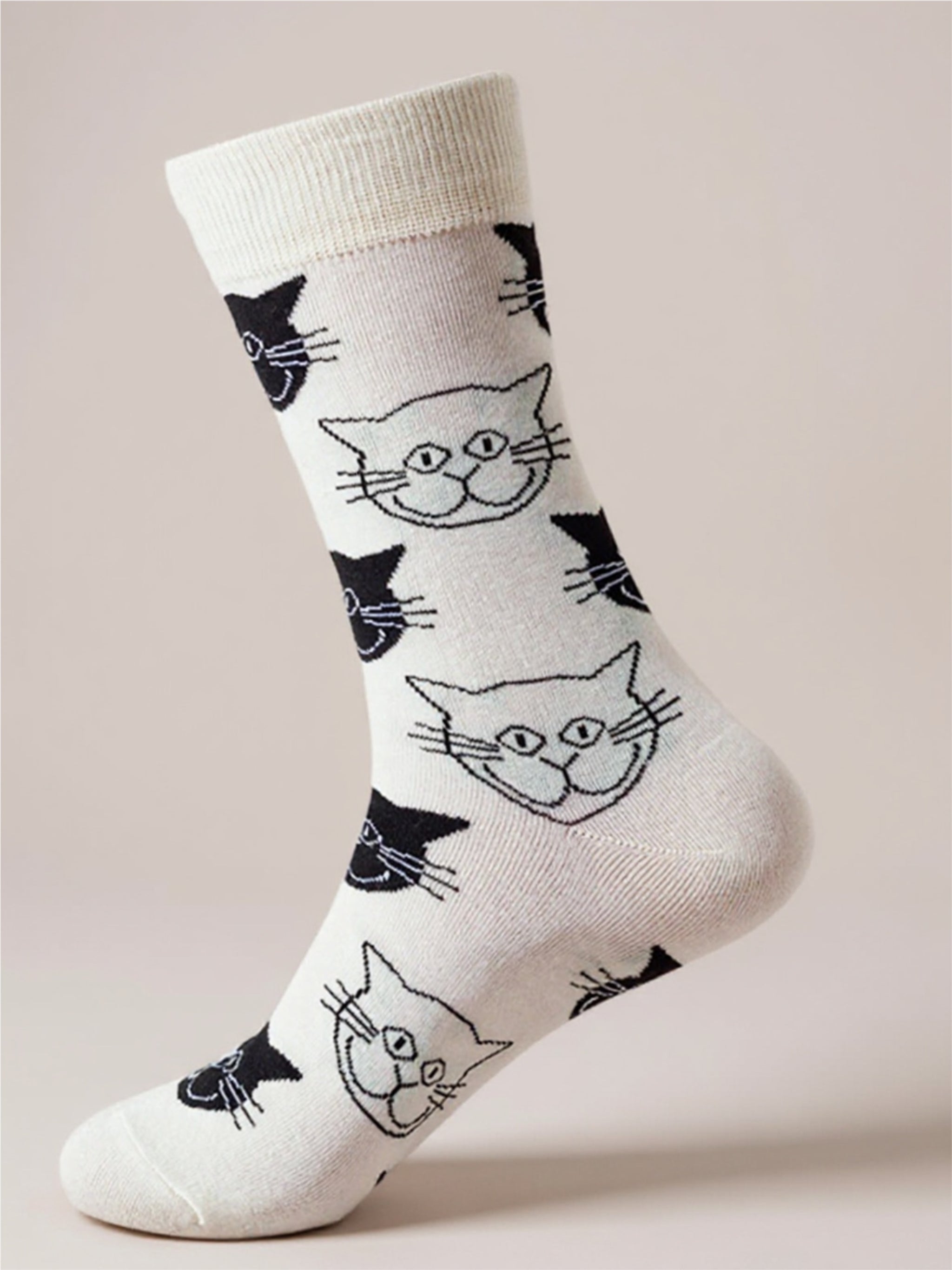 Dog Print Knit Socks - 1 Pair