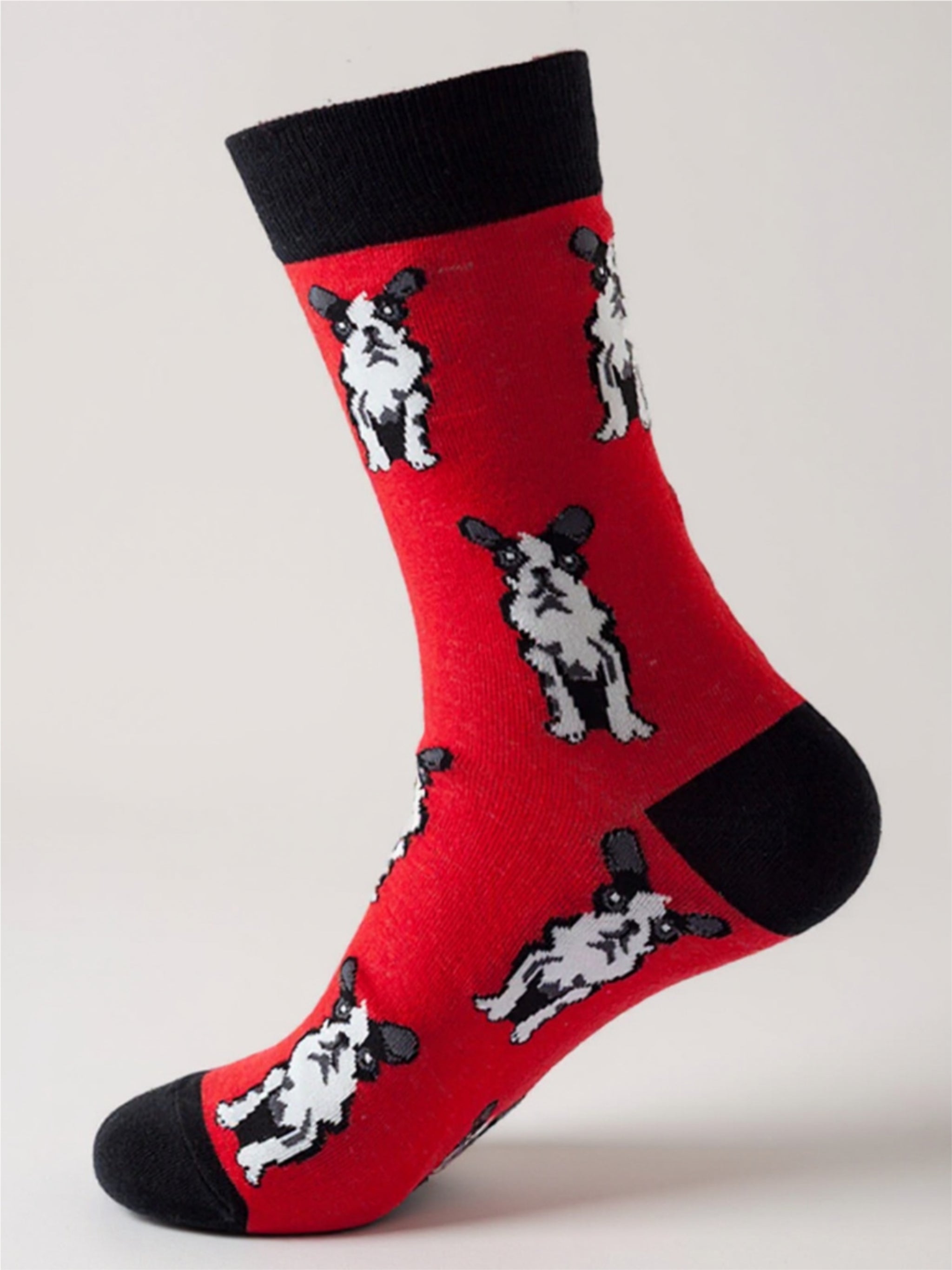 Dog Print Knit Socks - 1 Pair