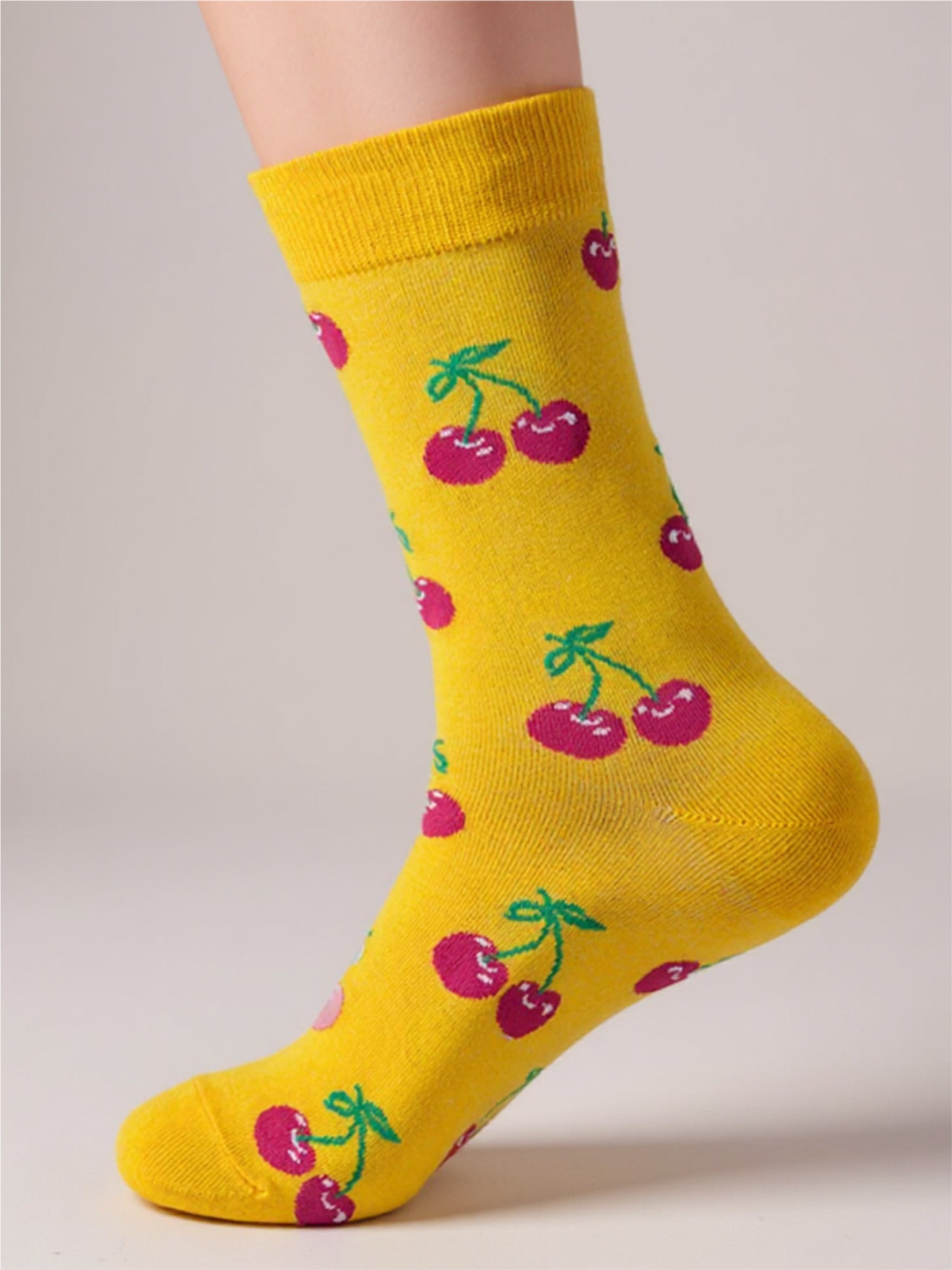 Fruit Print Knit Socks - 1 Pair