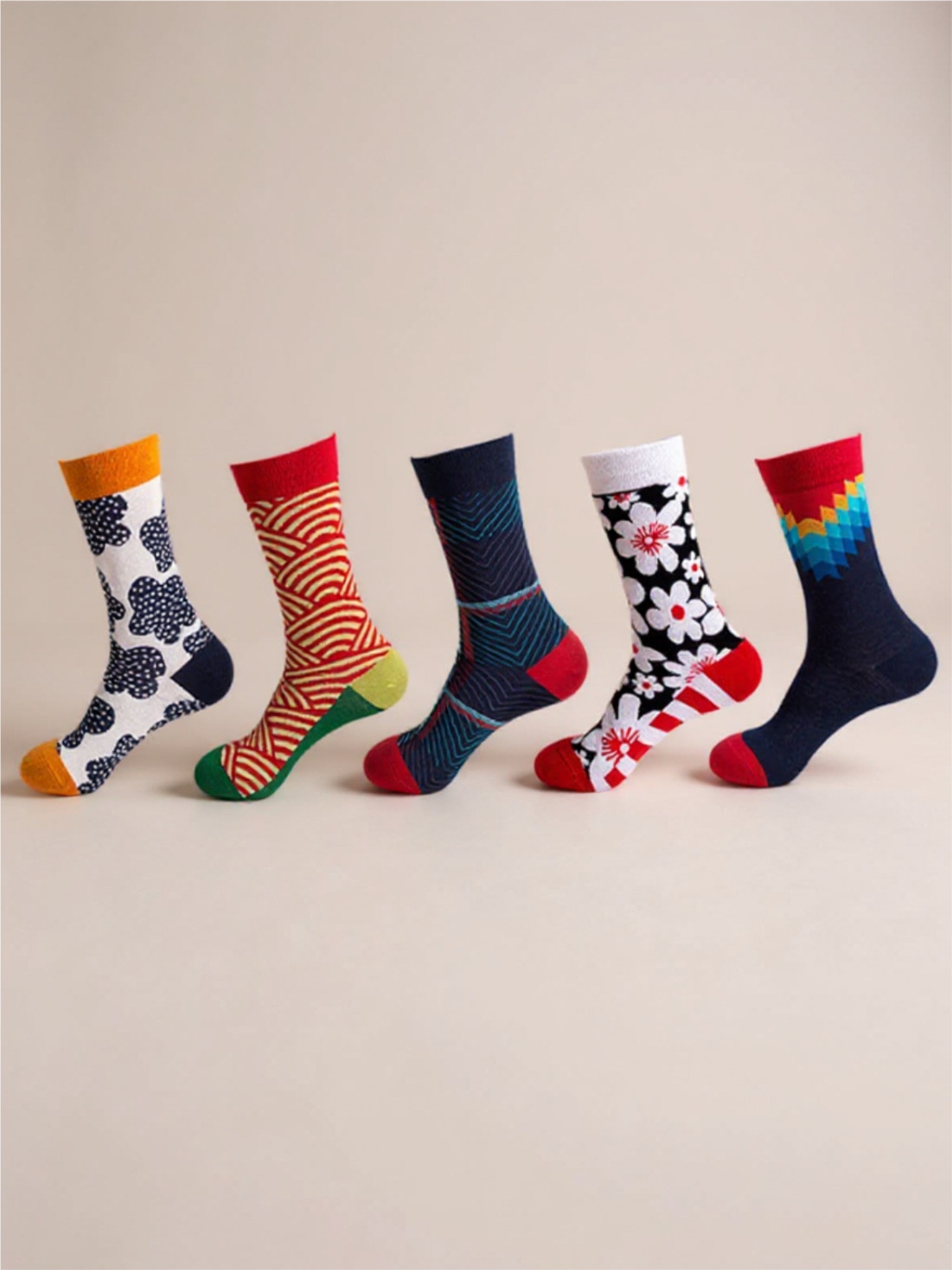 5 Pair Print Knit Socks