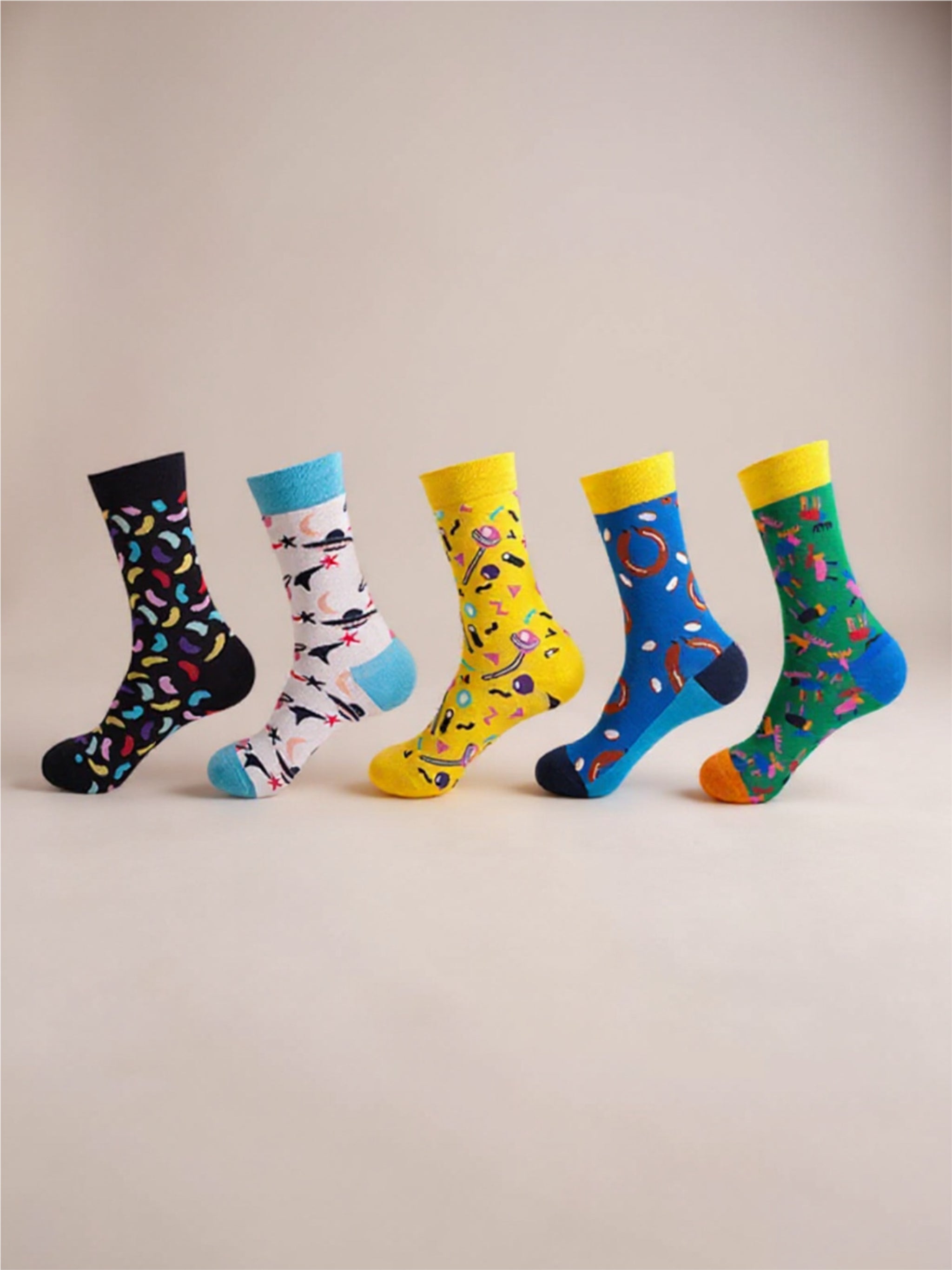 5 Pair Print Knit Socks