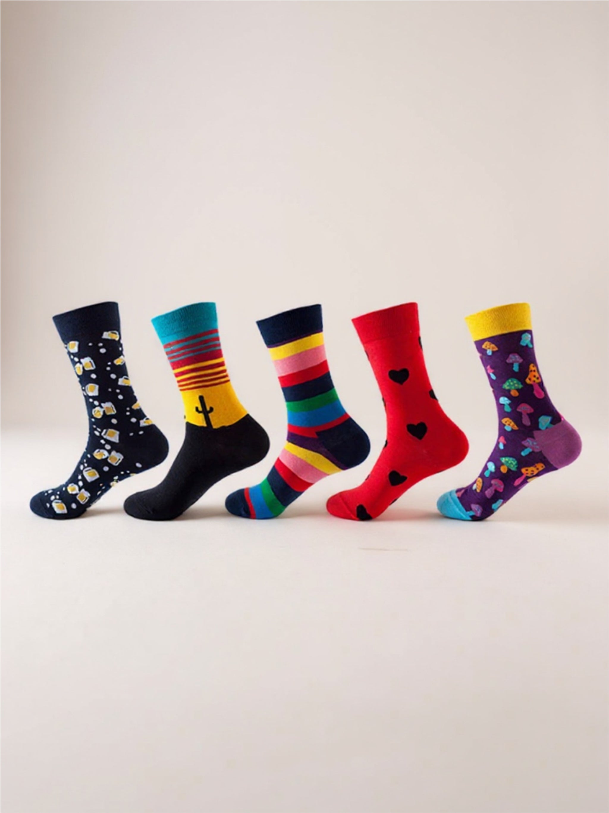 5 Pair Print Knit Socks