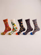 5 Pair Print Knit Socks