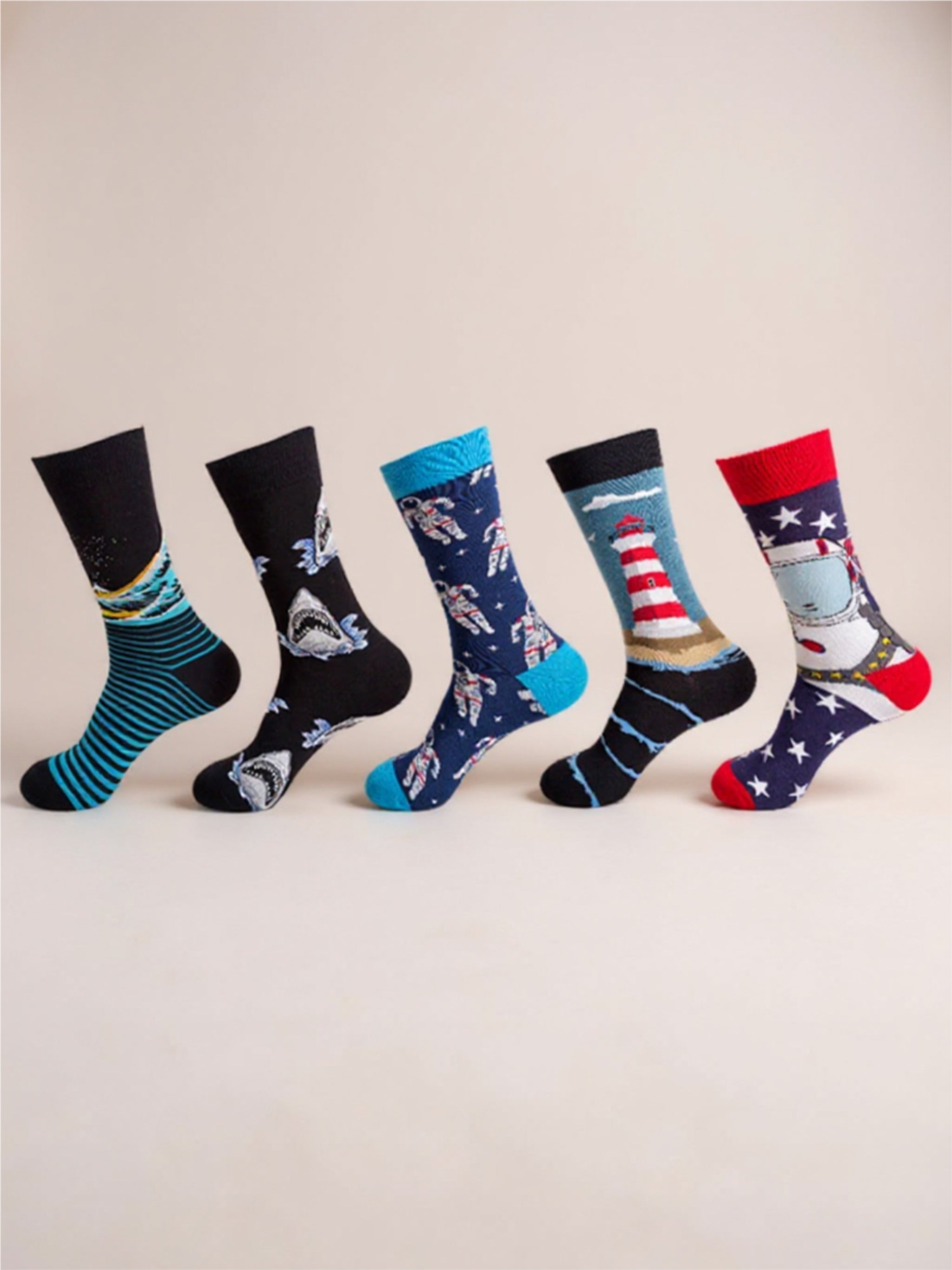 5 Pair Print Knit Socks