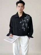 Embroidered Bamboo Button Up Long Sleeve Shirt