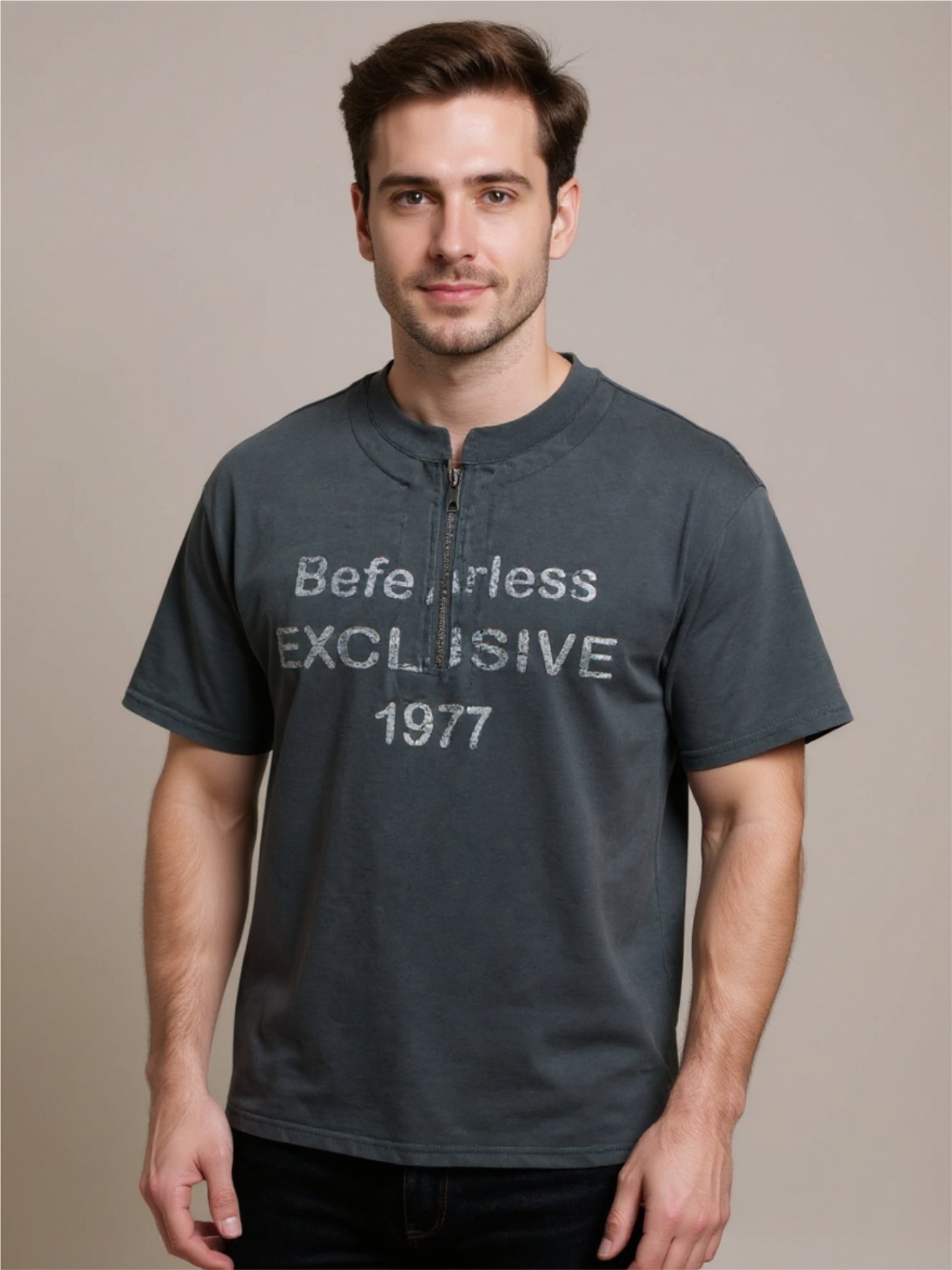 BE FEARLESS Half Zip T-Shirt