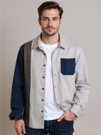 Color Block Long Sleeve Button Up Shirt