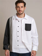 Color Block Long Sleeve Button Up Shirt
