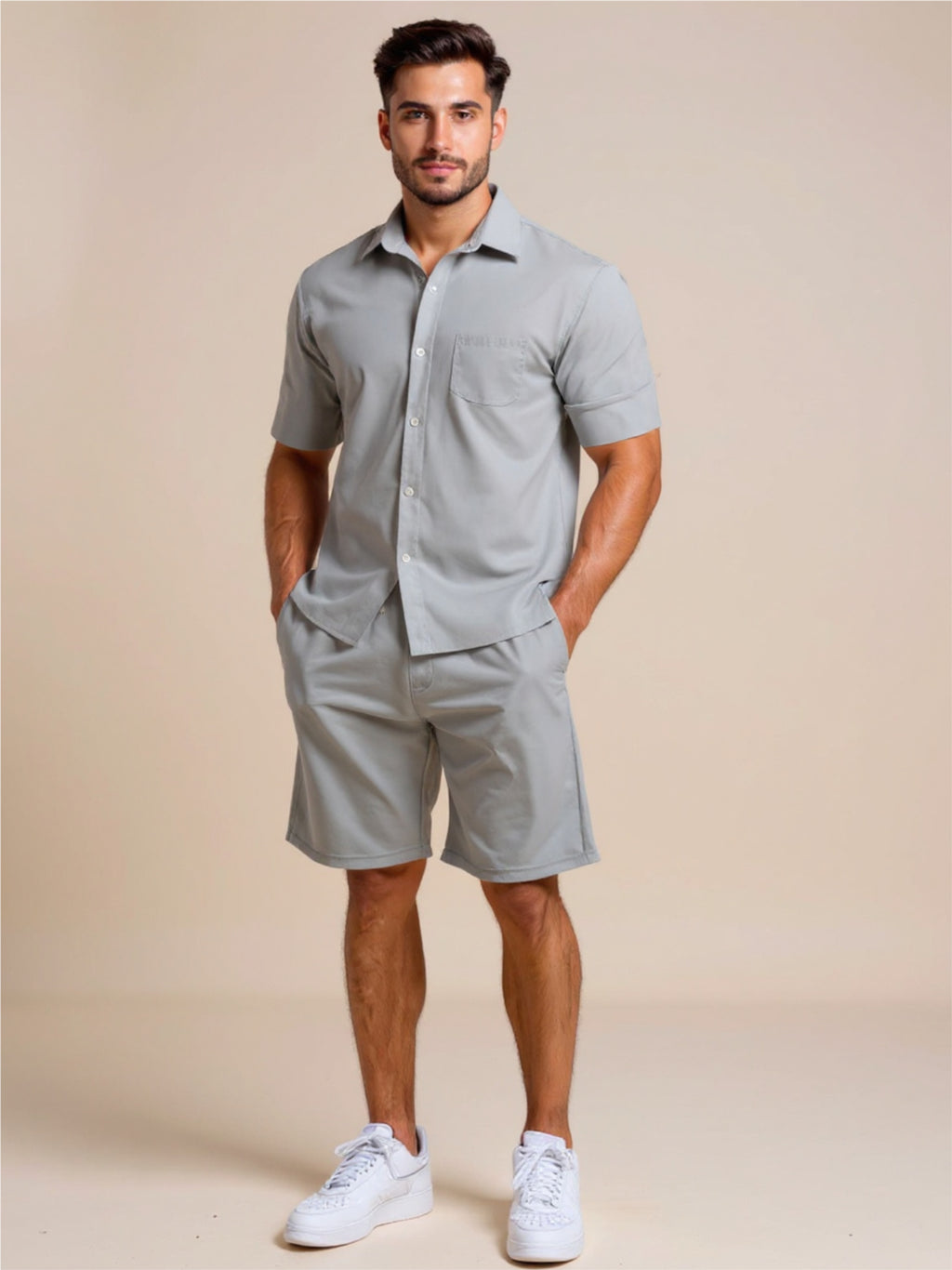 Button Up Short Sleeve Shirt & Shorts Set