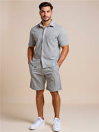 Button Up Short Sleeve Shirt & Shorts Set