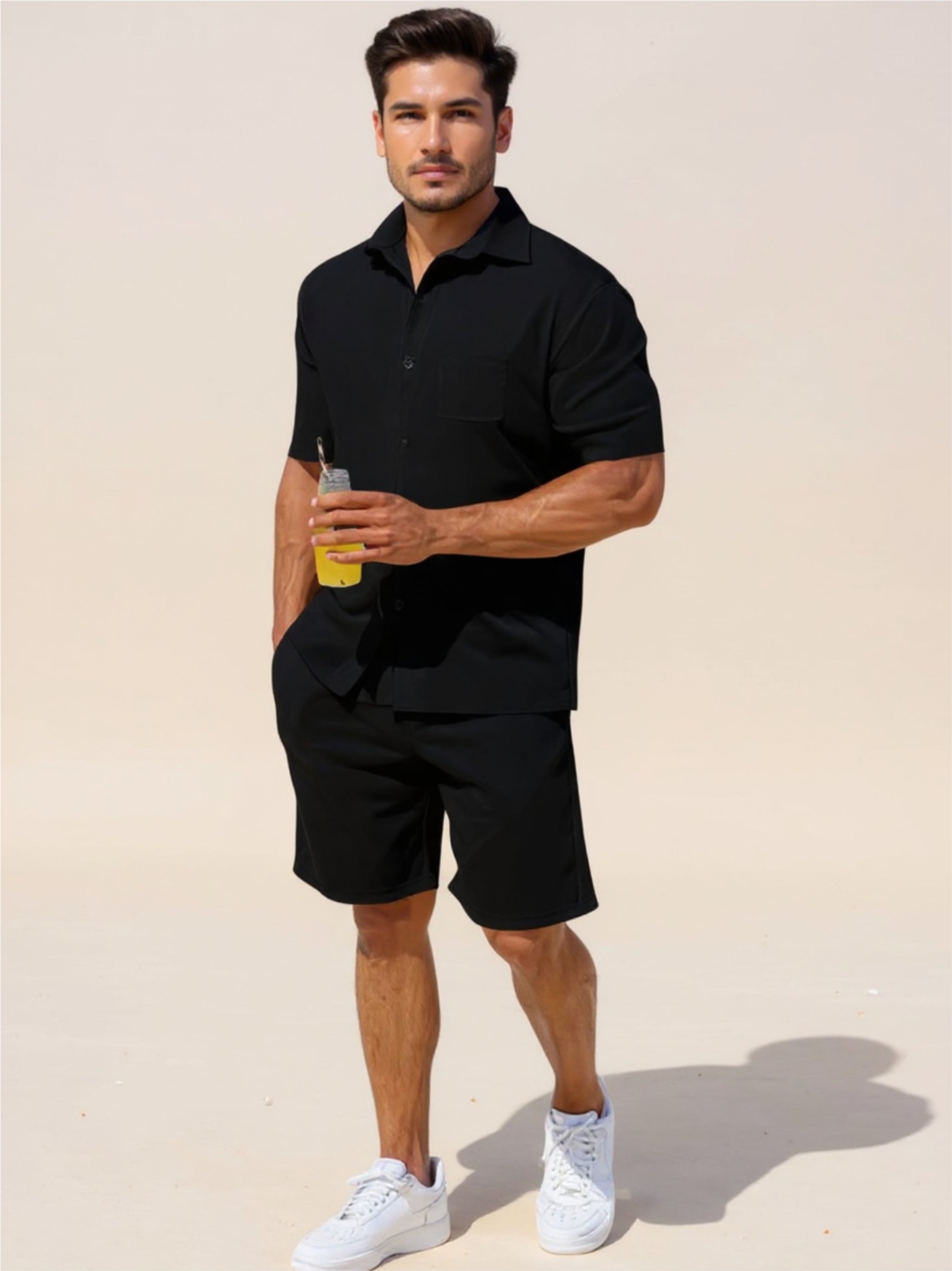 Button Up Short Sleeve Shirt & Shorts Set
