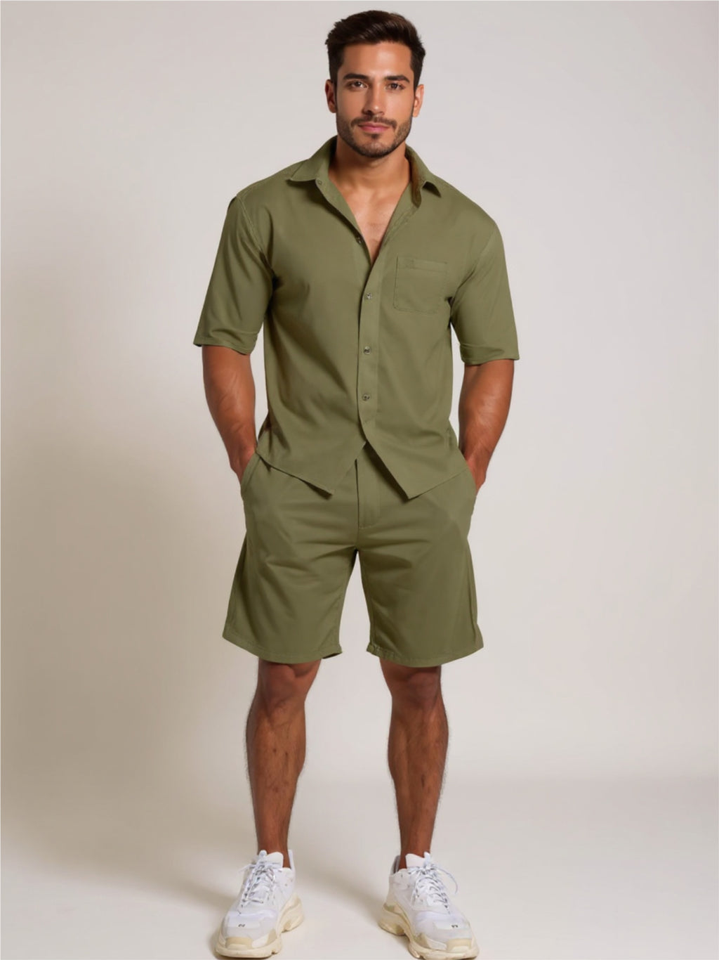 Button Up Short Sleeve Shirt & Shorts Set