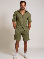 Button Up Short Sleeve Shirt & Shorts Set