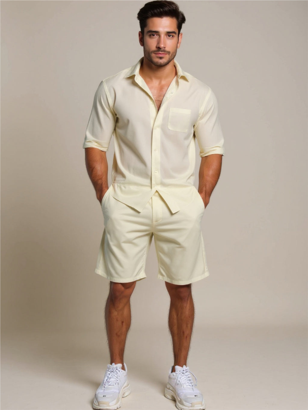Button Up Short Sleeve Shirt & Shorts Set