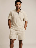 Half Zip Polo Shirt & Shorts Set
