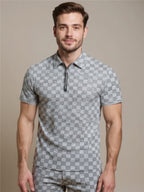 Half Zip Polo Shirt & Shorts Set