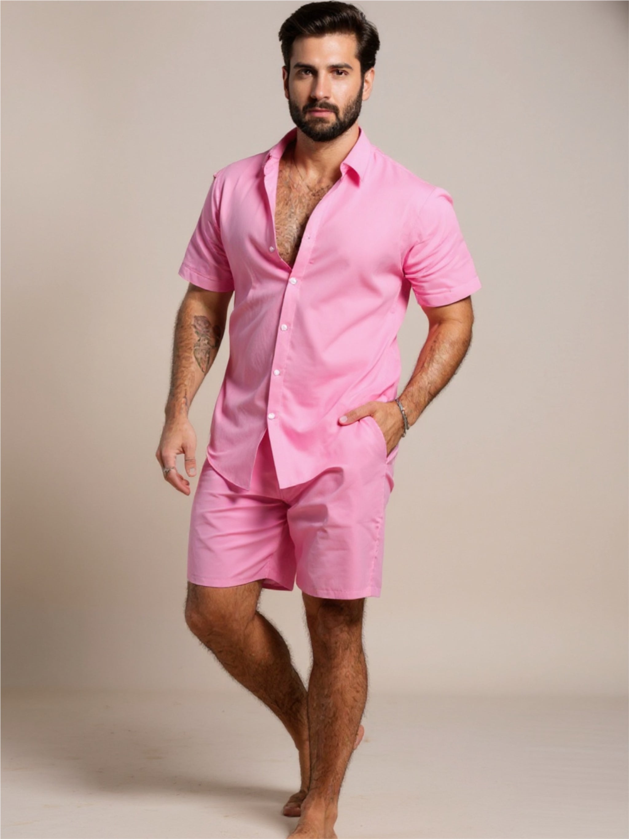 Button Up Short Sleeve Shirt & Short Set