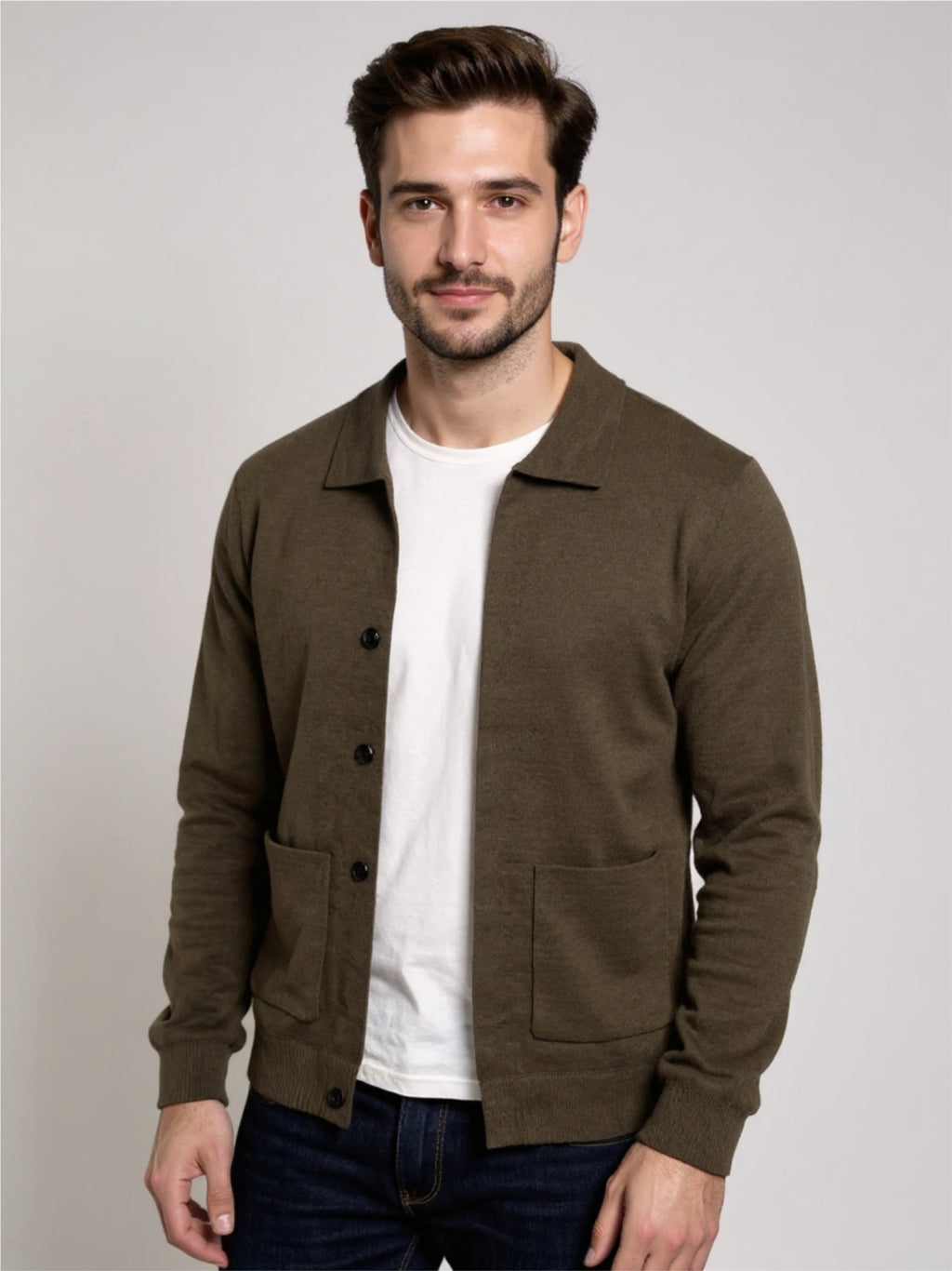 Button-Up Cardigan with Pockets
