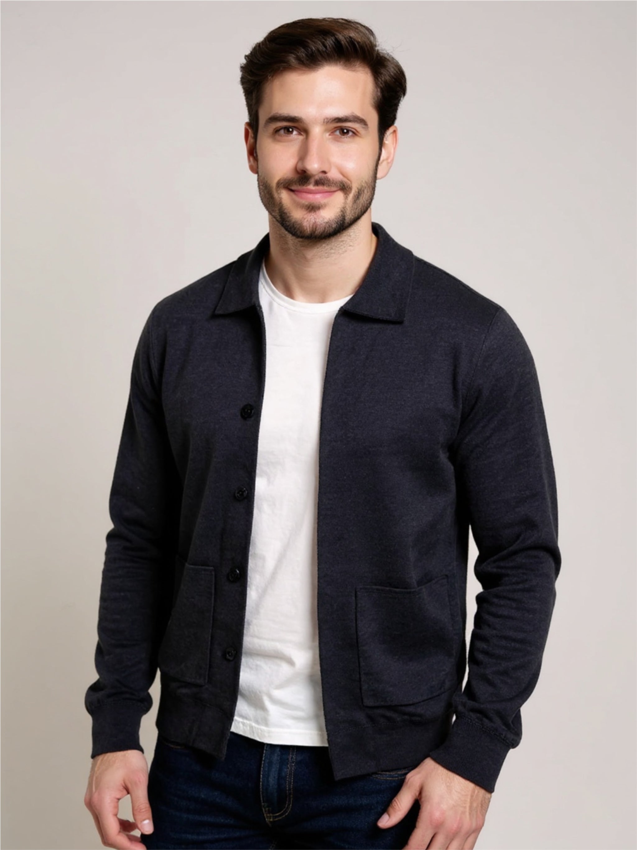 Button-Up Cardigan with Pockets
