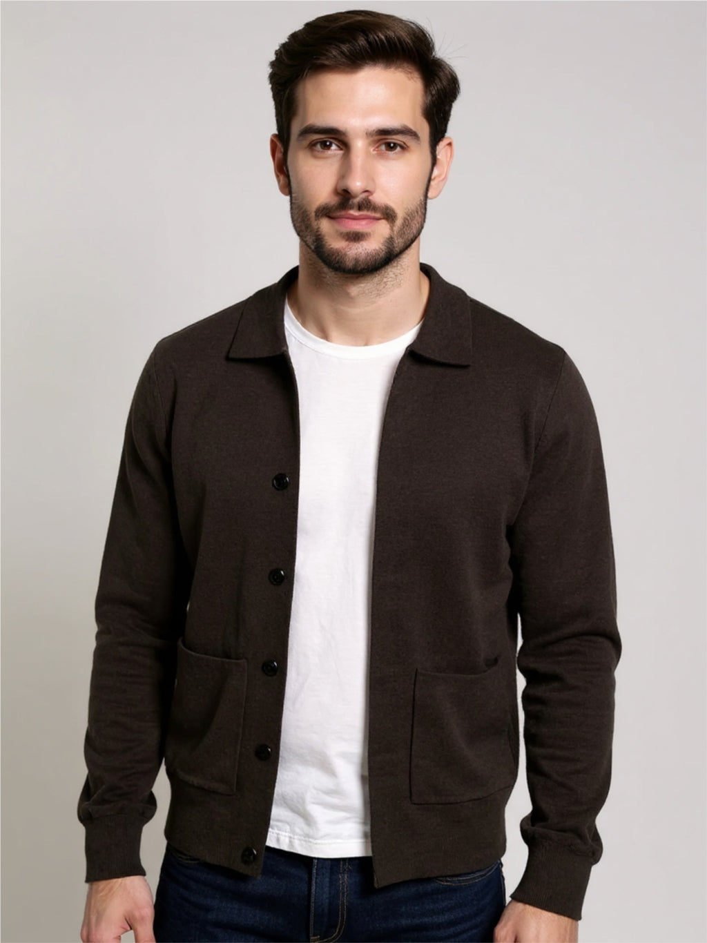 Button-Up Cardigan with Pockets