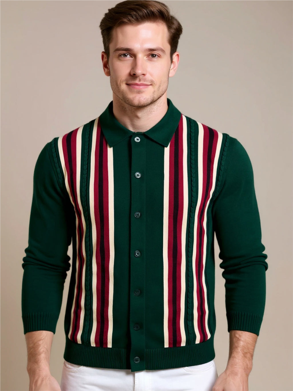 Striped Button Up Cardigan
