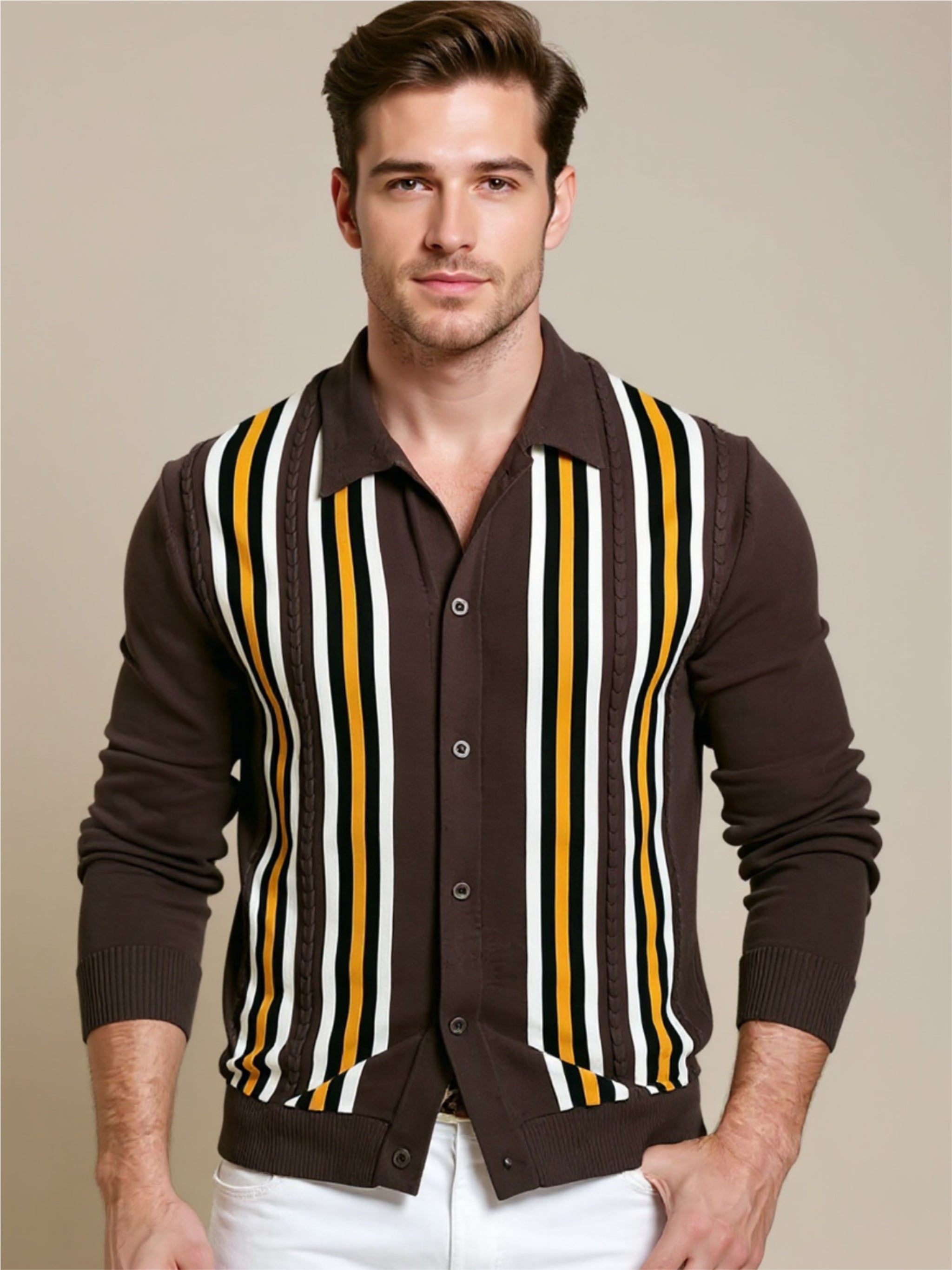Striped Button Up Cardigan