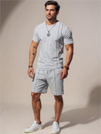 Round Neck Short Sleeve Top & Shorts Set