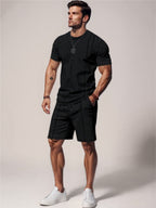 Round Neck Short Sleeve Top & Shorts Set