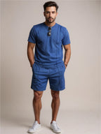 Round Neck Short Sleeve Top & Shorts Set
