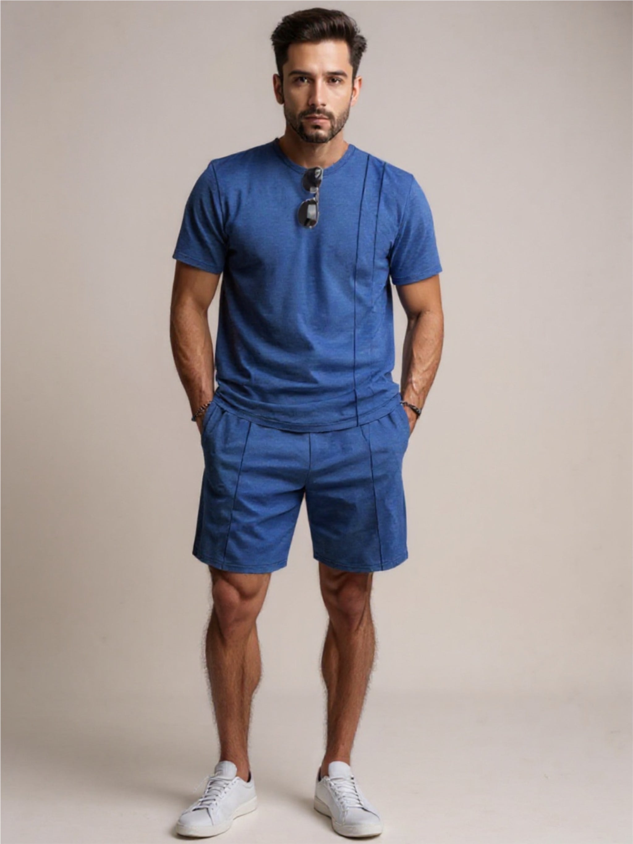 Round Neck Short Sleeve Top & Shorts Set