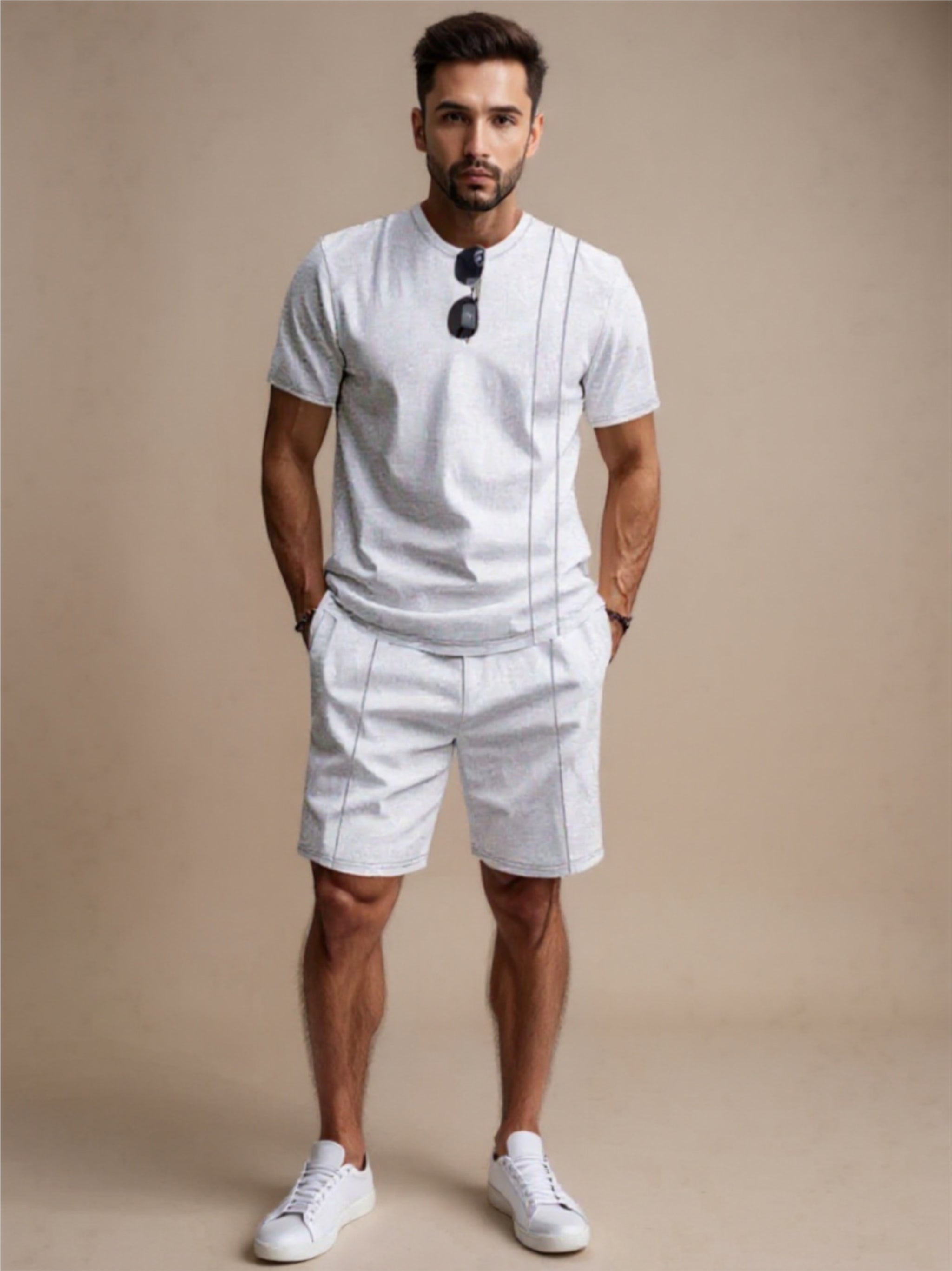 Round Neck Short Sleeve Top & Shorts Set