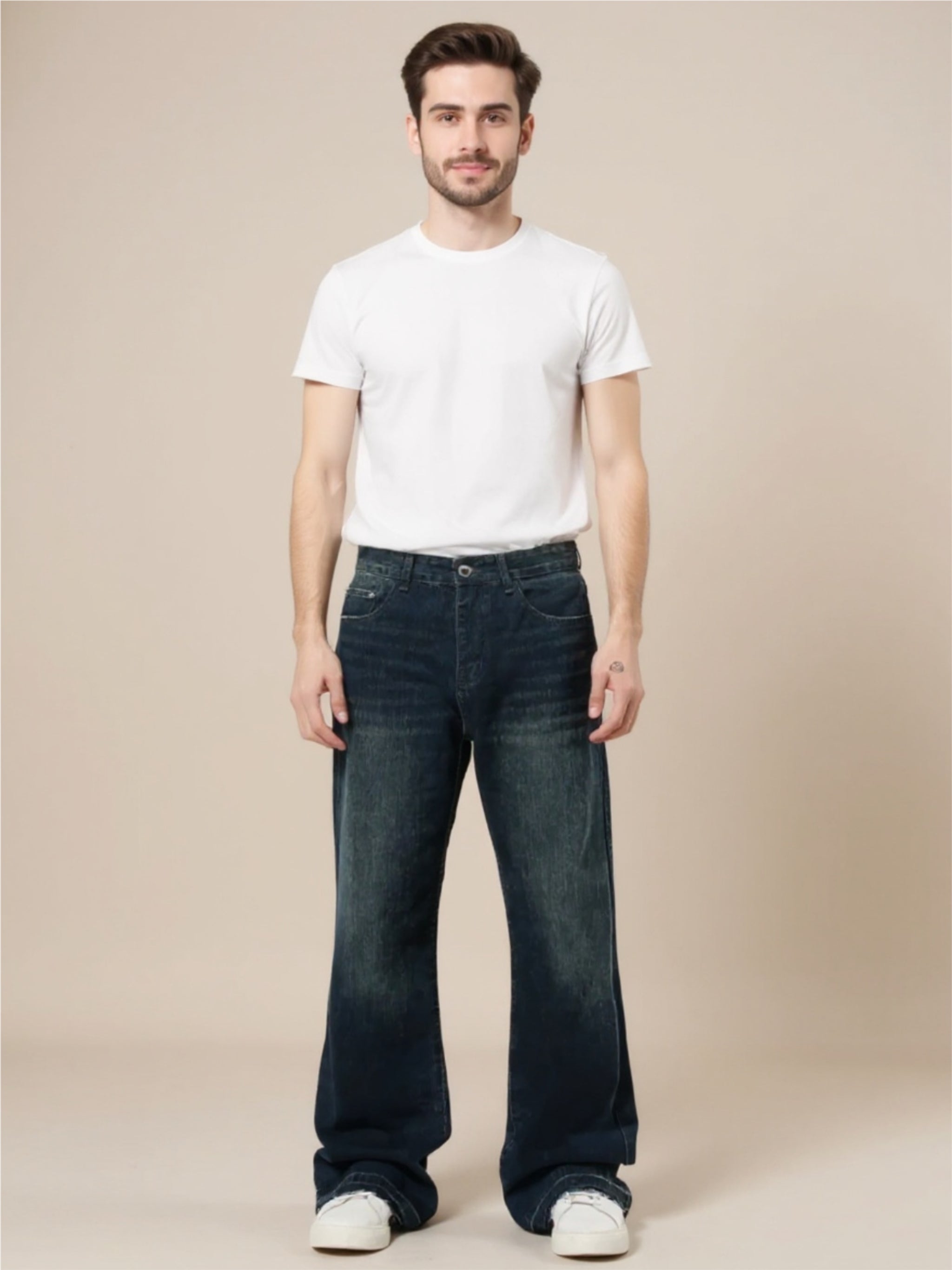 Raw Hem Jeans with Pockets