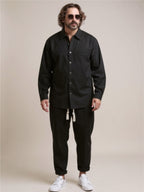 Collared Neck Long Sleeve Top & Pants Set