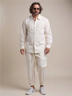 Collared Neck Long Sleeve Top & Pants Set