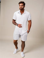 Collared Neck Short Sleeve Top & Shorts Set