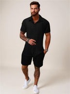 Collared Neck Short Sleeve Top & Shorts Set